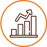 Icône d’un graphique en croissance avec une flèche vers le haut, représentant la performance et les résultats.